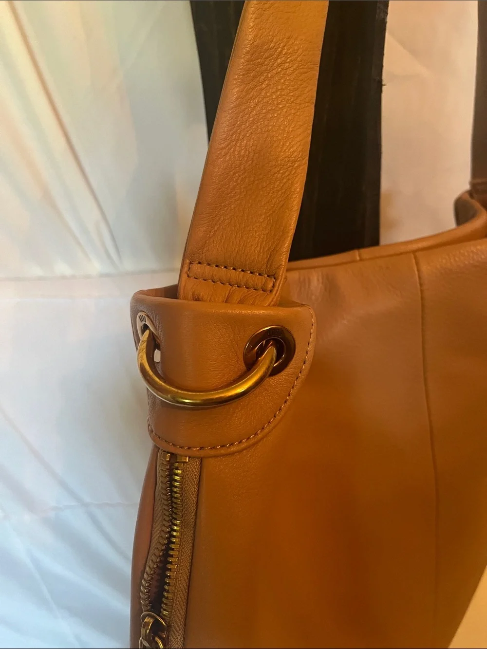 HOBO Cognac Pebbled Leather Hobo Shoulder Bag